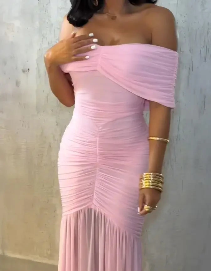 Robes pour femmes 2025 élégant Sexy épaules dénudées froncé taille cintrée robe de soirée coupe ajustée sirène ourlet robe de soirée