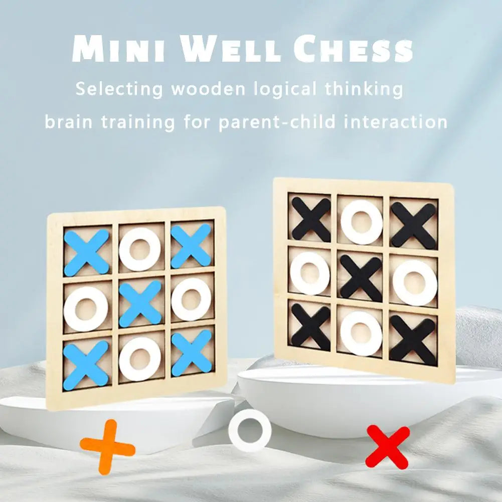 Mini Échiquier en Bois XO Tic Tac Parker, Puzzle d'Interaction Montessori, Jeu d'Entraînement, ApprentiCumbria du Cerveau, Jouet Précoce