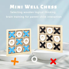 Mini Échiquier en Bois XO Tic Tac Parker, Puzzle d'Interaction Montessori, Jeu d'Entraînement, ApprentiCumbria du Cerveau, Jouet Précoce