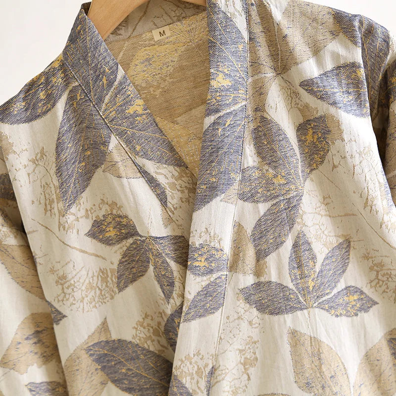 Peignoir en coton pour hommes, nouveau Style, couleur assortie, grande taille, vêtements de maison, pyjama Yukata, printemps et automne 2024
