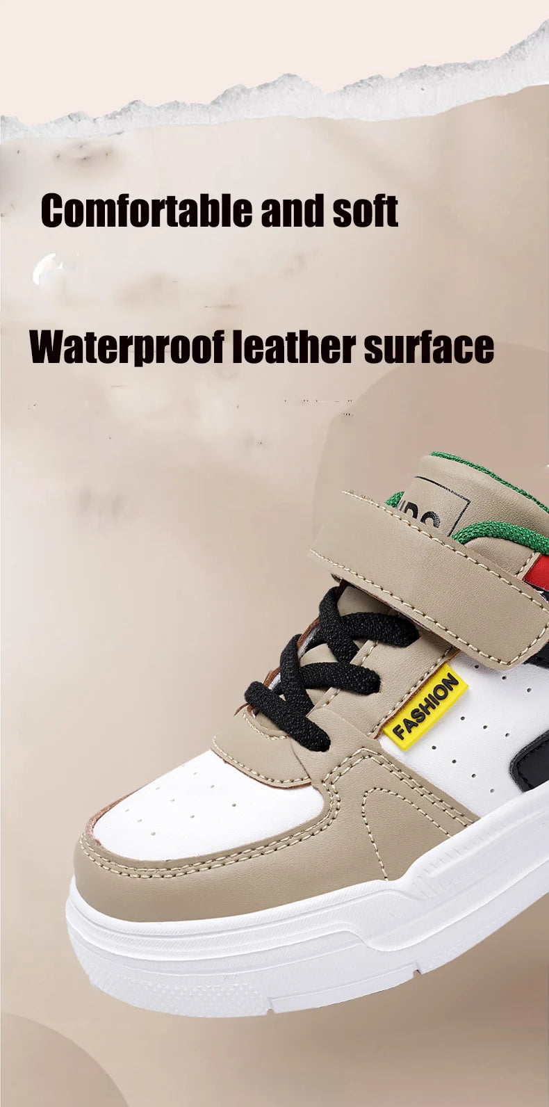 Chaussures de sport imperméables pour enfants, chaussures décontractées pour étudiants, chaussures de planche en cuir à fond plat, chaussures de course pour garçons et filles