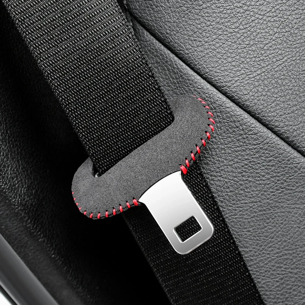 Boucle de ceinture de sécurité de voiture, Clip de protection, couverture intérieure avant et arrière, ceinture de sécurité automobile, Bulckle, Clips en cuir, accessoire