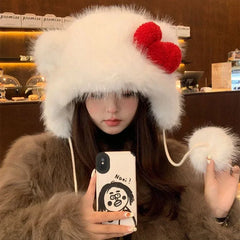 Chapeau seau mignon Hello Kitty avec cordon réglable, chapeau d'hiver à la mode, coupe-vent, matériau épais, casquette Streetwear Kawaii pour fille