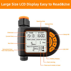MUCIAKIE 20M minuterie de jardin intelligente ensemble d'irrigation IPX5 étanche LCD contrôleur d'arrosage automatique ensemble avec capteur de pluie pour les fermes