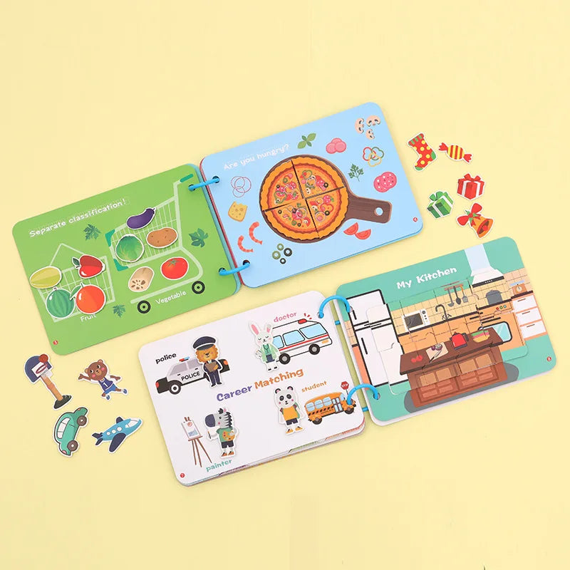 Livre silencieux, jouets d'activité éducative pour enfants, carte occupée à plusieurs reprises, pâte, Puzzle assorti, livres de Cognition, jeu Montessori pour bébé