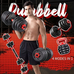 Ensemble d'haltères à poids réglable 4 en 1 22 lb – Équipement de gymnastique domestique multifonction pour hommes et femmes – Haltère convertible, Kettlebell