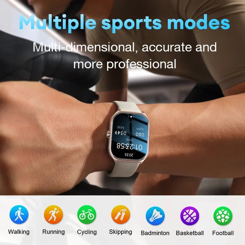 Montre intelligente 2.01 ''AMOLED écran incurvé IP68 étanche Bluetooth 5.3 appel AI Vioce Assistant Fitness Smartwatch pour hommes