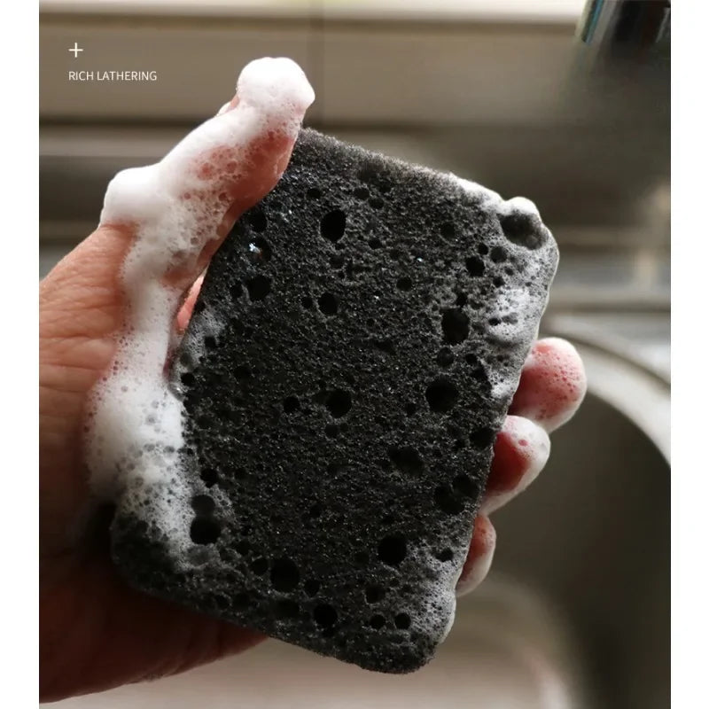 Éponge d'algues noires pour le nettoyage de la cuisine, vaisselle Non grasse, nettoyage de la vaisselle, Pots durables pour brossage de la vaisselle, ménage