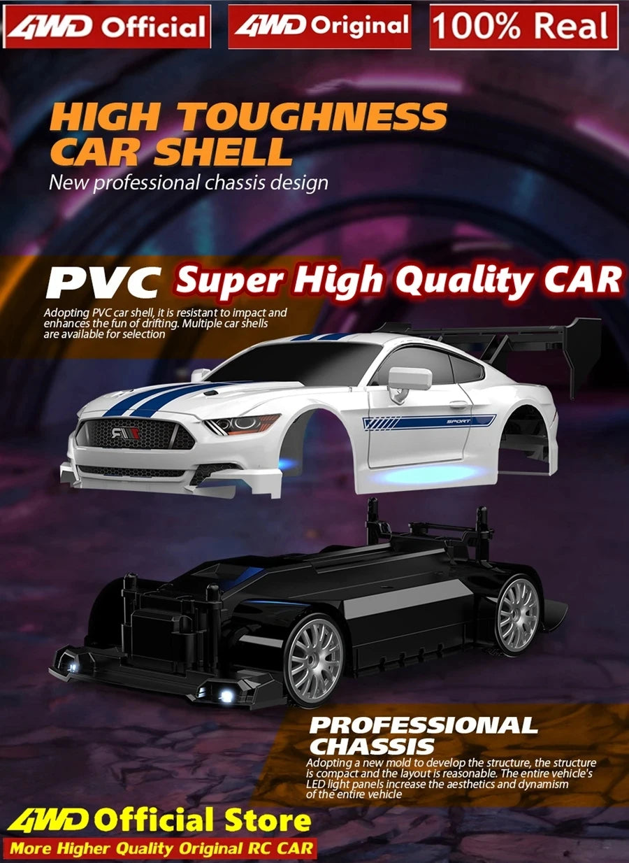 4WD RC Drift Car, High-Speed ​​Remote Control Racing Vehicle with LED Lights, 2.4GHz Radio, 4x4 Off-Road Truck, Children's Toy