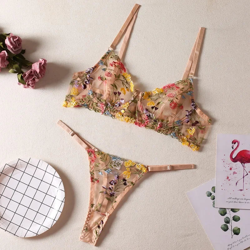 Ensemble de Lingerie érotique pour femmes, sous-vêtements féminins, Perspective Porno, vêtements de nuit en dentelle, ensemble de soutien-gorge Sexy pour culottes sexuelles