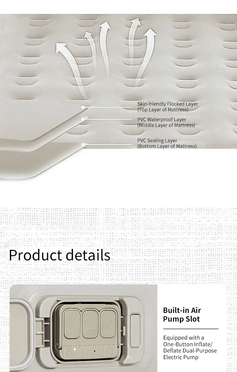 Matelas pneumatique intérieur tapis de Glamping matelas de couchage gonflable en PVC tapis de lit de Camping de luxe pour 2 personnes tapis épais à pompe intégrée