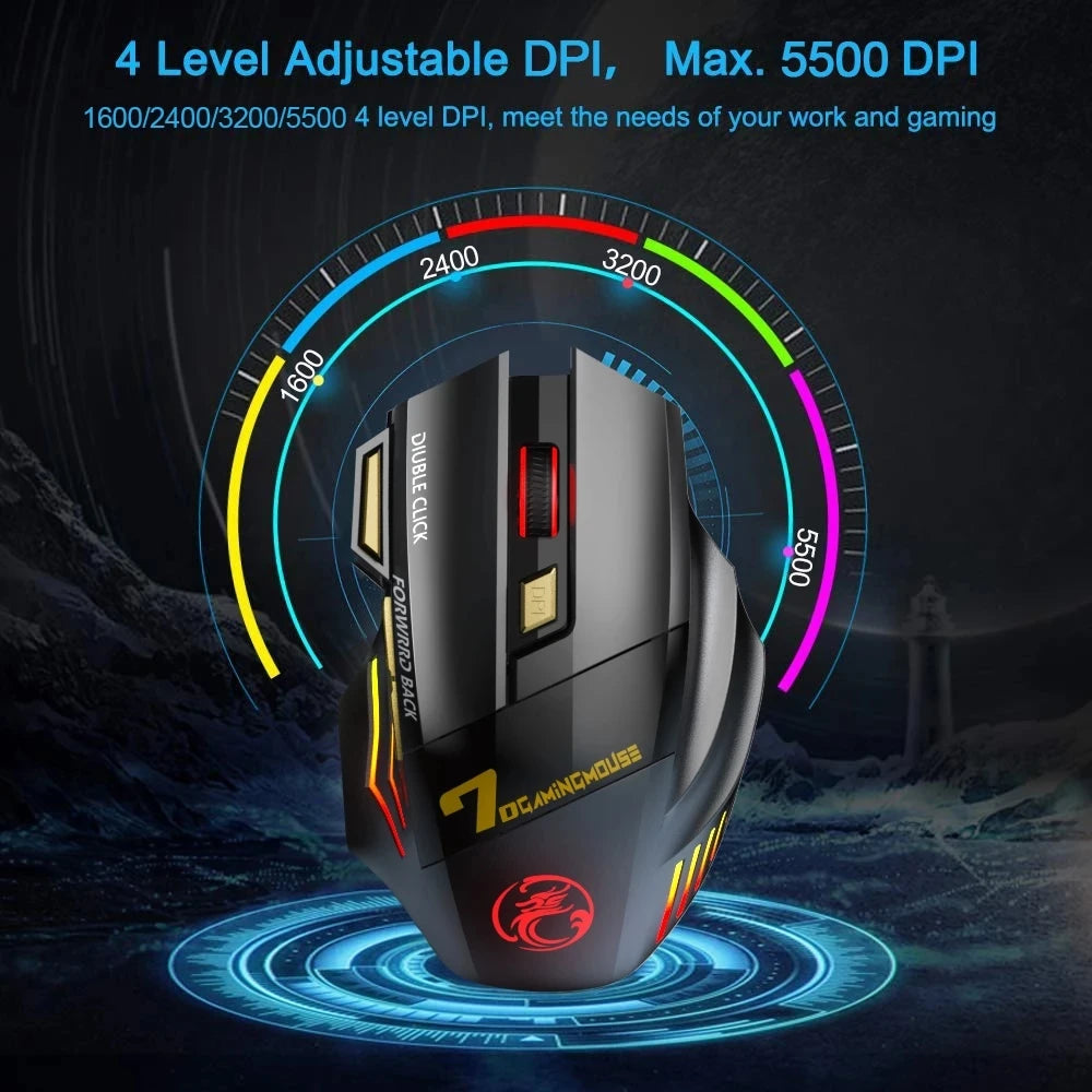 7 boutons souris sans fil Rechargeable souris de jeu souris d'ordinateur ergonomique pour ordinateur PC Gamer souris accessoires d'ordinateur portable