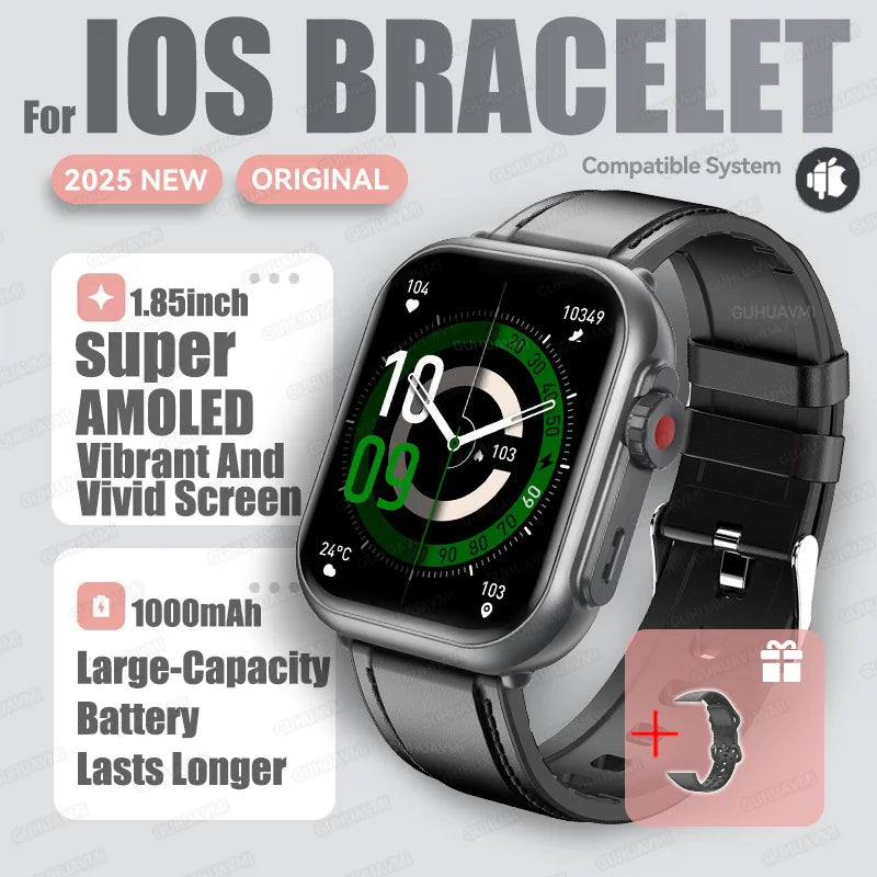 2025 nouvelle mode sport montre intelligente hommes femmes 1.85 pouces HD AMOLED plein écran tactile IP68 étanche Bluetooth appel montres intelligentes