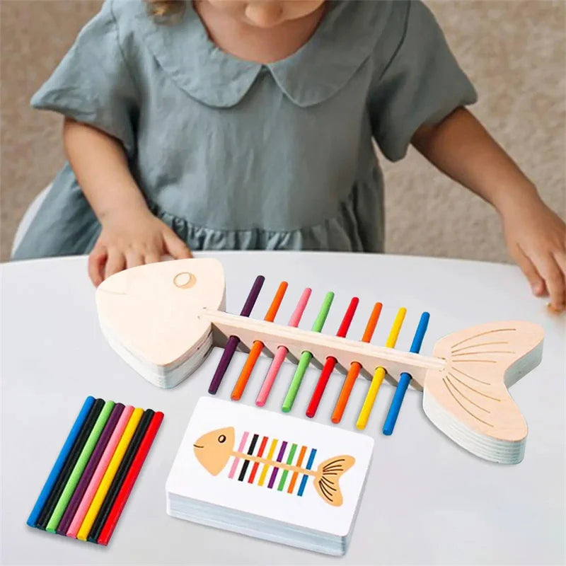 Jouets sensoriels Montessori assortis aux couleurs, bâton d'équilibre en bois, jeu d'entraînement fin, jouet Puzzle pour garçons et filles, cadeau d'anniversaire et de noël