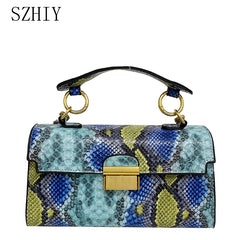 New Luxury Brand Designer Handbag Women's Snake Print Leather Shoulder Bags Fashion Small Square Crossbody Bag Bolsa De Ombro 