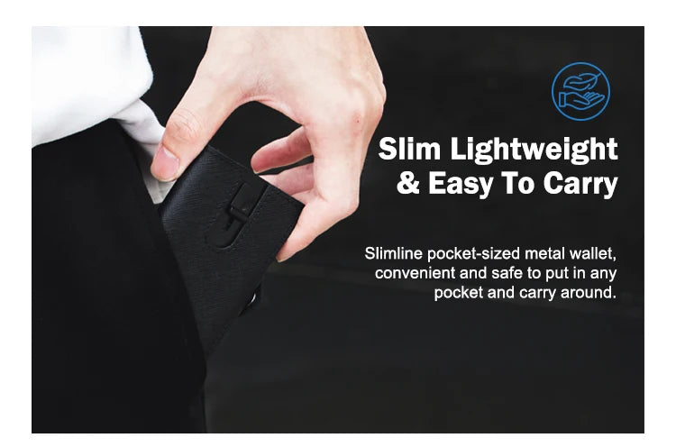 CASEKEY hommes portefeuilles véritable cuir de vache Pop Up affaires porte-carte de crédit RFID blocage mince intelligent portefeuille en Fiber de carbone avec poche