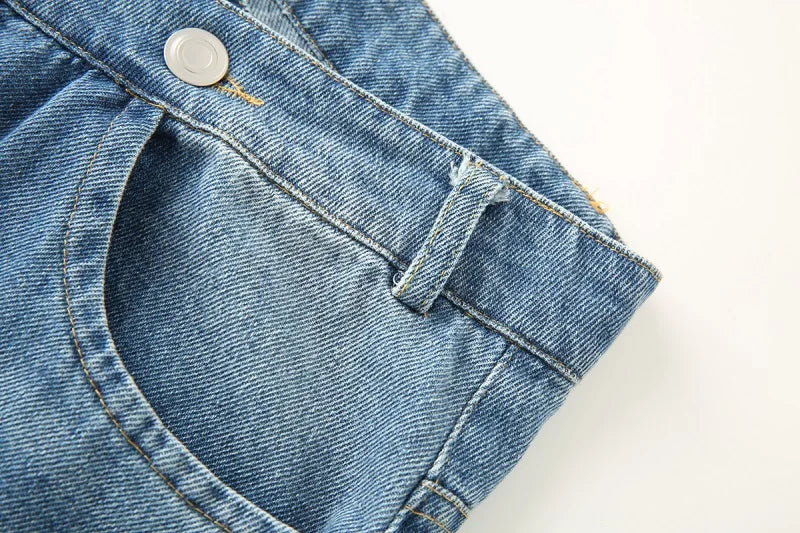 MUJER 2025 Women's Blue Baggy Jeans for Women, High Waisted Mom Jeans, Wide Leg Denim Pants, Summer Jeans