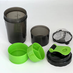 Bouteille de protéines Shaker à 3 couches, tasse à secouer la poudre, bouteille d'eau, tasse de mélange en plastique, bouteille d'exercice de musculation