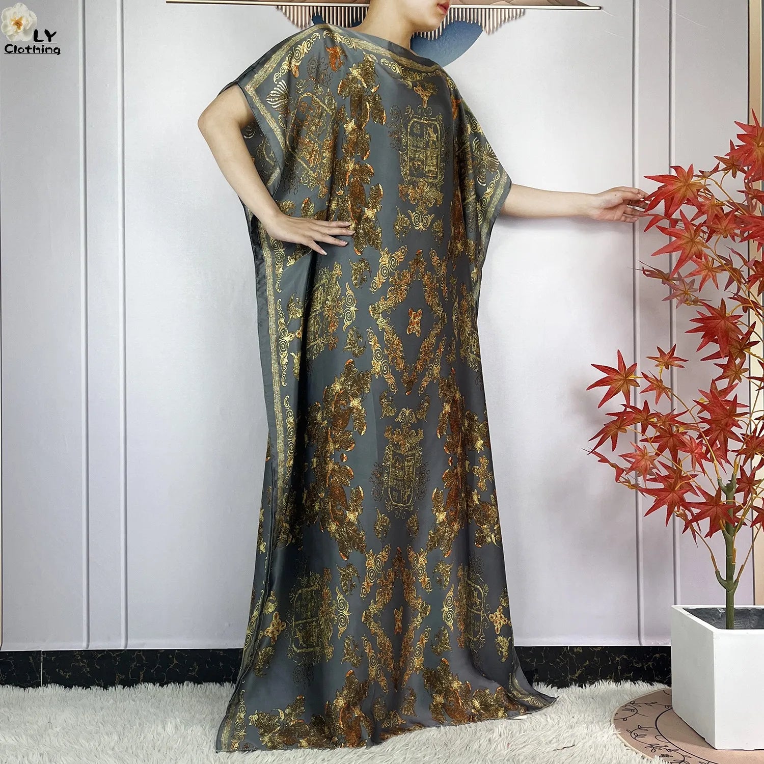 Muslim abayas with belt for women, African maxi dress, elegant evening dress, soft printed turban, new fashion, 2023