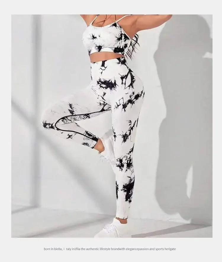 Femmes sans couture cravate colorant Yoga Leggings taille haute Fitness Sexy mode Leggings exercice course levage fesses cyclisme Leggings