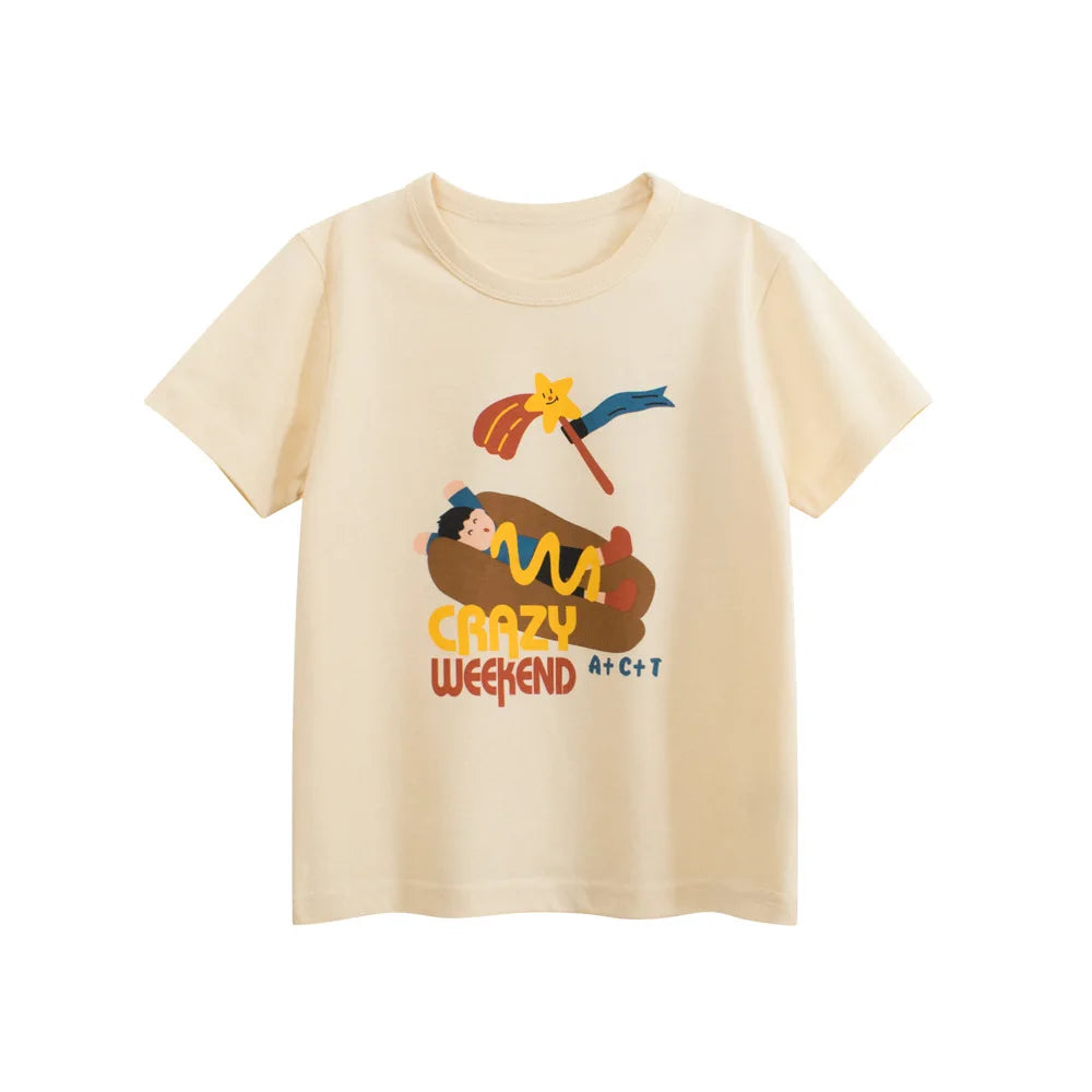 Vêtements d'été en coton pour bébés garçons et filles, t-shirt à manches courtes imprimé graffiti, haut pour enfants, tenue pour bébé, 2-8T