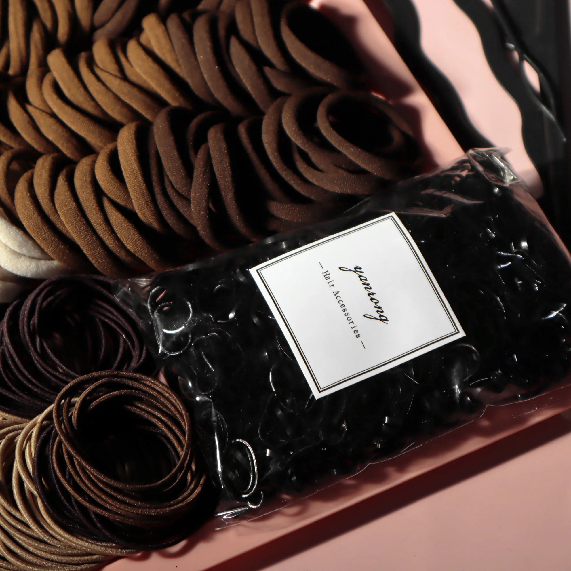 Women's Hair Accessory Set, Seamless, Fashionable, Brown Ponytail Holder, Variety of Scrunchies, Hairbands, Hair Clips