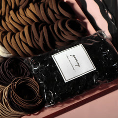 Women's Hair Accessory Set, Seamless, Fashionable, Brown Ponytail Holder, Variety of Scrunchies, Hairbands, Hair Clips