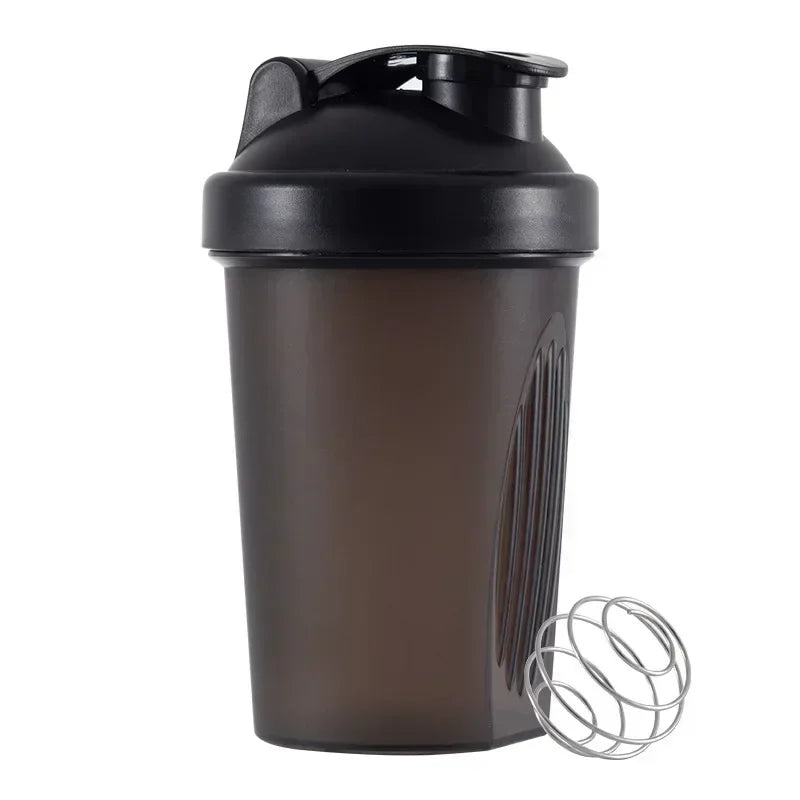 Bouteille Shaker de sport de 400 ml – Tasse à boire extérieure portable avec boule de mélange en acier inoxydable et marquages de mesure