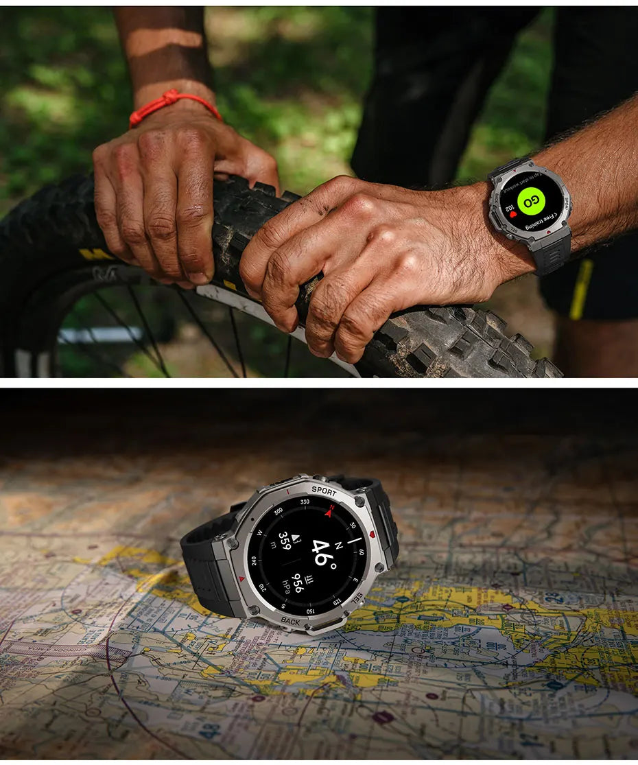 Montre intelligente pour t-rex 3 GPS Smartwatch AMOLED écran tactile 5ATM boussole extérieure moniteur de Sport de Fitness intelligent montre pour hommes pourXiaomi