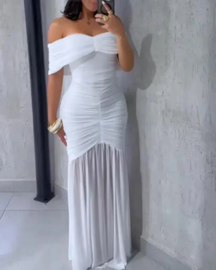 Robes pour femmes 2025 élégant Sexy épaules dénudées froncé taille cintrée robe de soirée coupe ajustée sirène ourlet robe de soirée