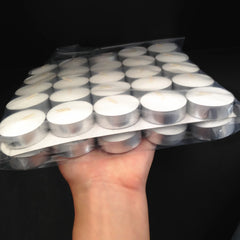 Bougies chauffe-plat en cire de paraffine naturelle, 50 pièces, bougies votives non parfumées sans fumée pour fête de mariage, noël, nouvel an