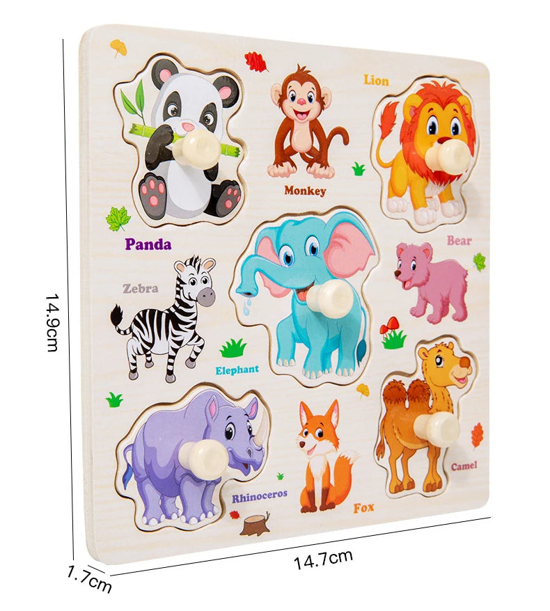 Jouets Montessori pour bébé, Puzzle 3d en bois, dessin animé, Intelligence animale, jouets éducatifs d'apprentissage précoce pour enfants