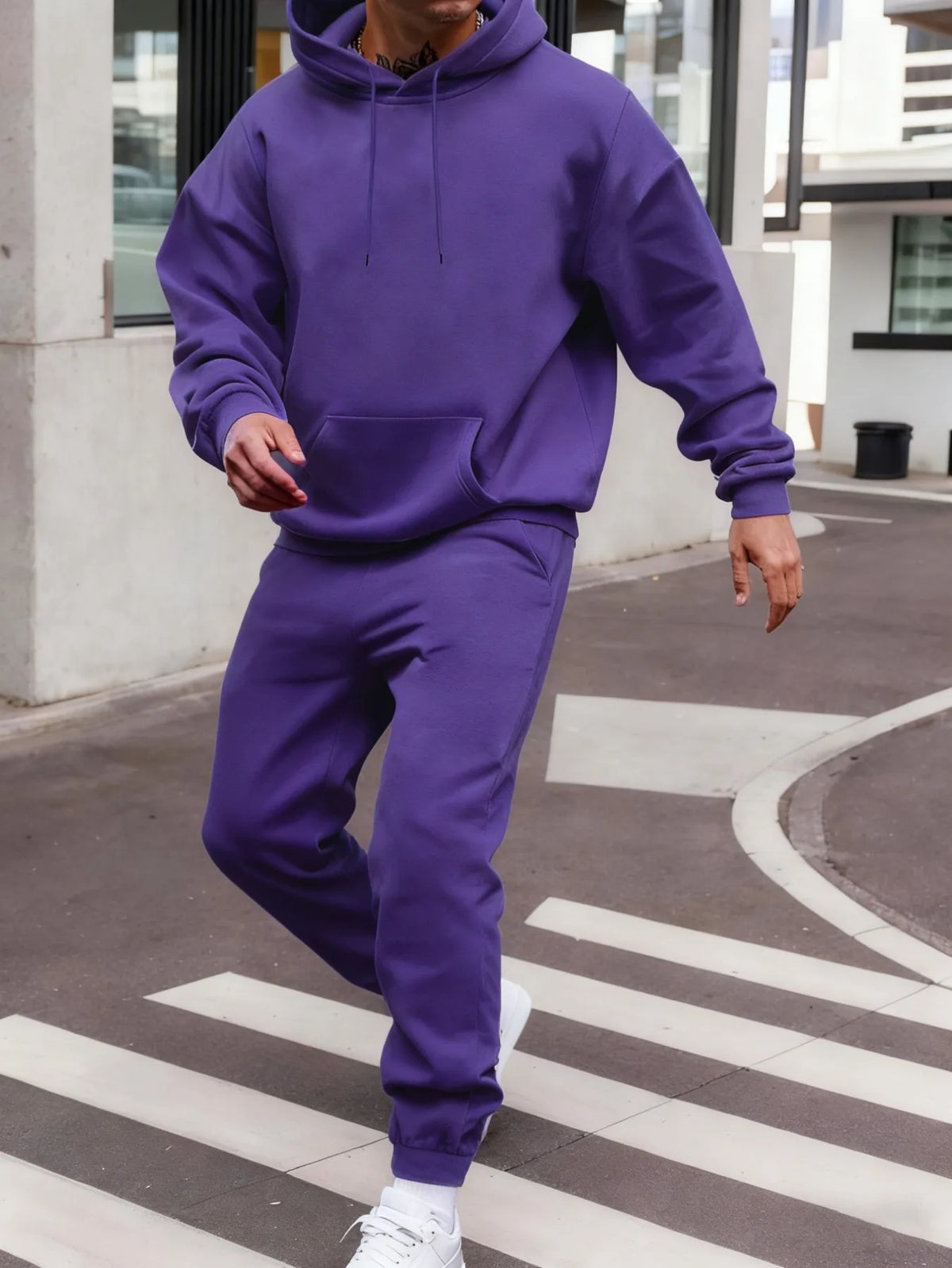 Ensemble sweat à capuche pour homme d'hiver, ensemble deux pièces longue, couleur unie, vêtements de rue, unisexe, costume à la mode, pantalon de survêtement de sport décontracté