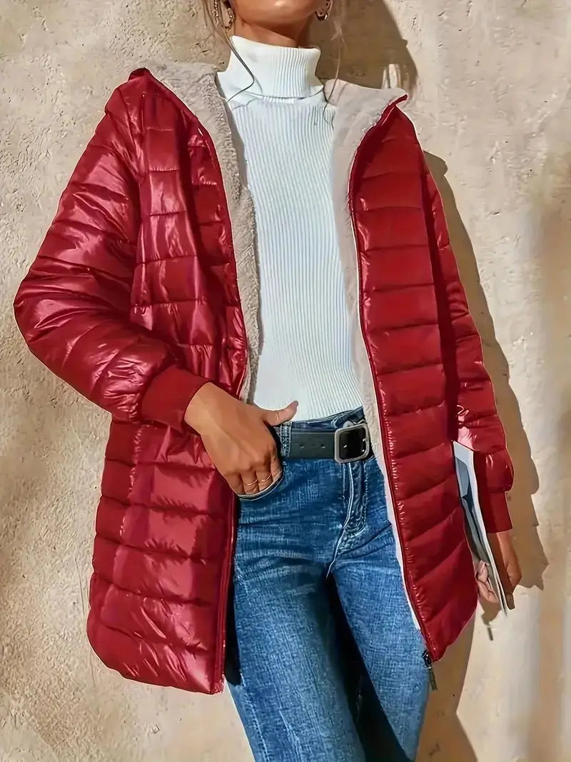 Veste longue à capuche pour femmes, coupe ample, manteau en coton doublé polaire, confortable, Style décontracté, mi-long, Parka, vêtements d'extérieur