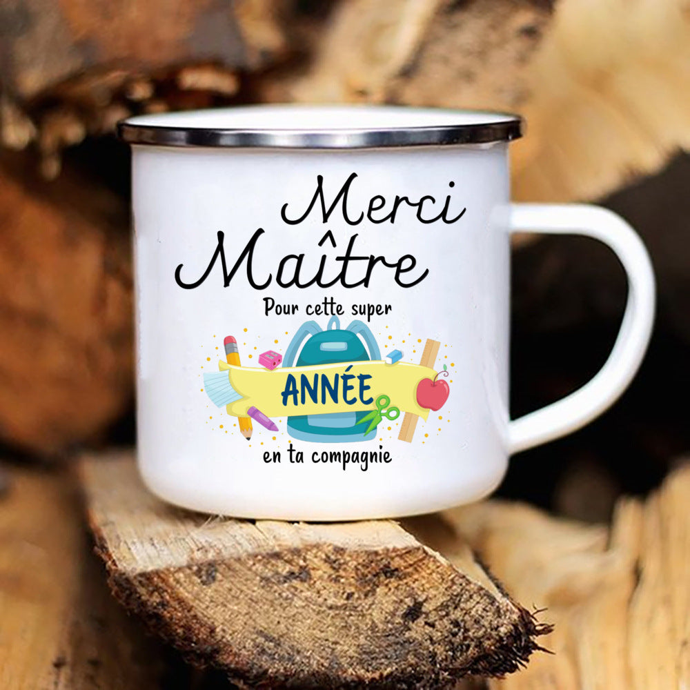 Tasse émaillée de remerciement, cadeau d'urgence pour les amateurs de café, cadeaux originaux pour les enseignants, cadeau de fin d'année scolaire, surprise pour l'enseignant