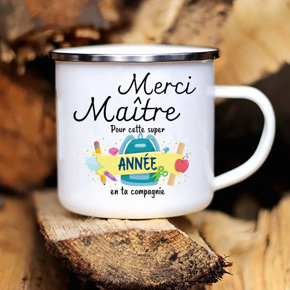 Tasse émaillée de remerciement, cadeau d'urgence pour les amateurs de café, cadeaux originaux pour les enseignants, cadeau de fin d'année scolaire, surprise pour l'enseignant