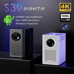 S30MAX Android Wifi 4k projecteur Portable intelligent avec WiFi et Bluetooth poche extérieure 4K 9500L Android 7.0 projecteur