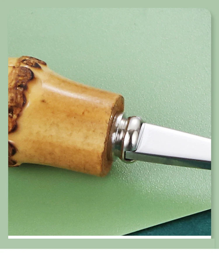 Ensemble de Vaisselle en Bambou et Acier Inoxydable avec Poignée Naturelle, Couverts Rétro, Steak, Opaque, Fourchette, Cuillère, Cadeau de Dessert, 20/30 Pièces