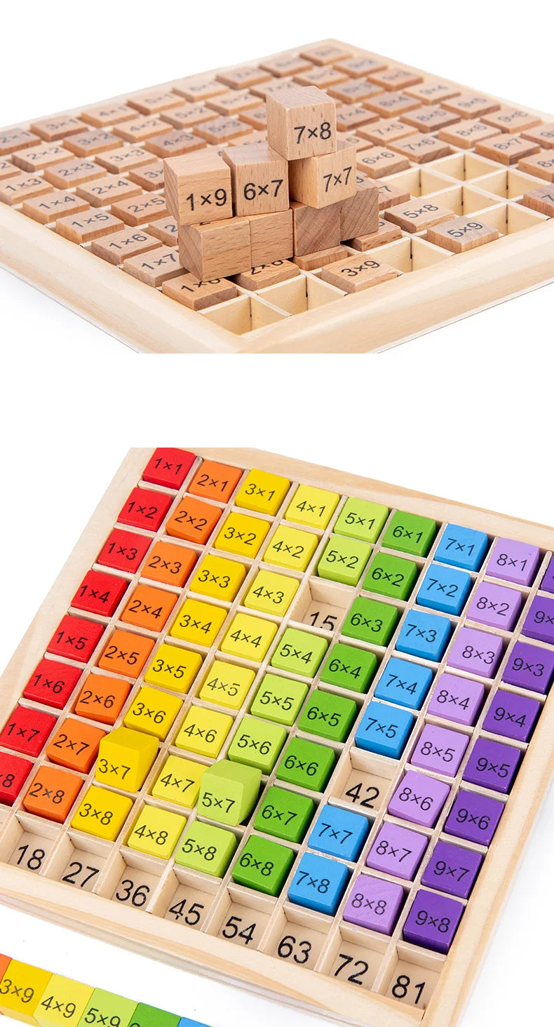 Jouets éducatifs en bois Montessori pour enfants, jouets pour bébés, Table de Multiplication 99, mathématiques préscolaires, arithmétique, outils pédagogiques, cadeau