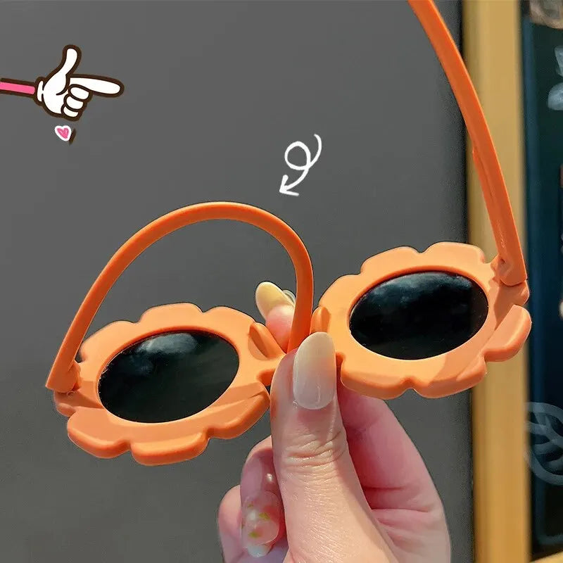 Lunettes de soleil mignonnes à fleurs pour enfants, cadre pour documents bonbons, protection UV extérieure pour garçons et filles
