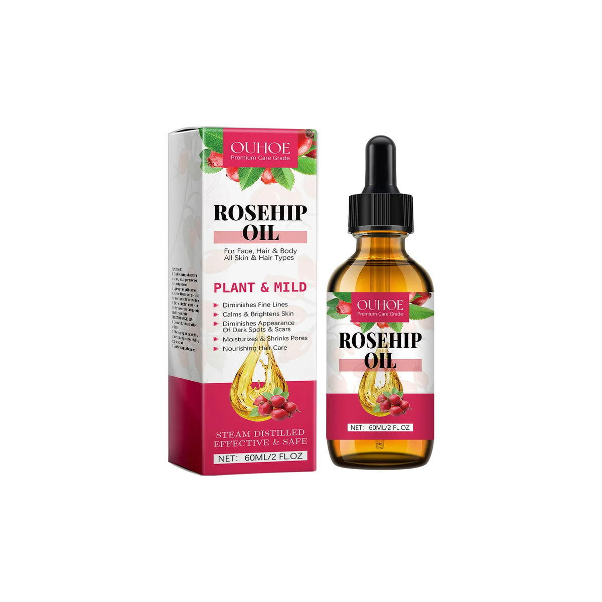 Bio Rose Musquée Antioxydant Améliorer Rides Rides Raffermissant Lifting Réparation Hydratant Nourrir Lisse Cheveux Soins de La Peau Huile