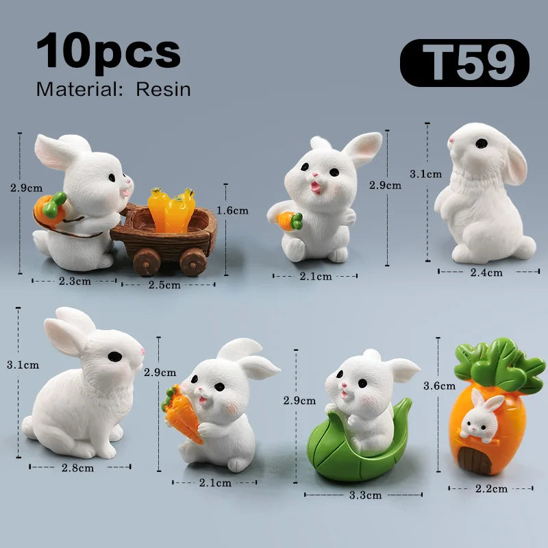 Figurine de lapin de pâques de noël, bricolage, paysage, maison, Kawaii, décor de chambre Miniature, accessoires de décoration de jardin féerique, moderne, 2025