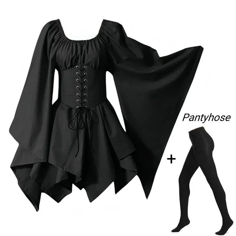 Costume médiéval pour femmes, robe médiévale de la Renaissance, fée elfe, Costume traditionnel Viking irlandais, oreille d'elfe pour fête d'halloween