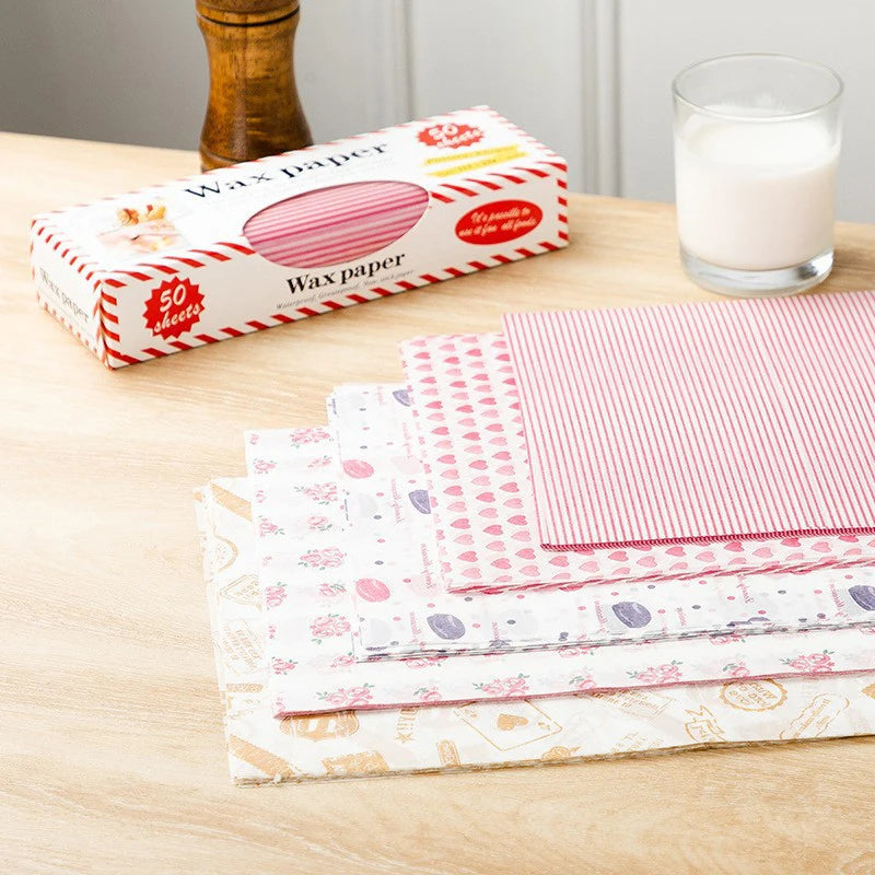 Papier ciré de qualité alimentaire, 50 pièces/lot, papier de graisse, emballages alimentaires, papier d'emballage pour pain, Sandwich, hamburger, frites, papier huilé, outils de cuisson