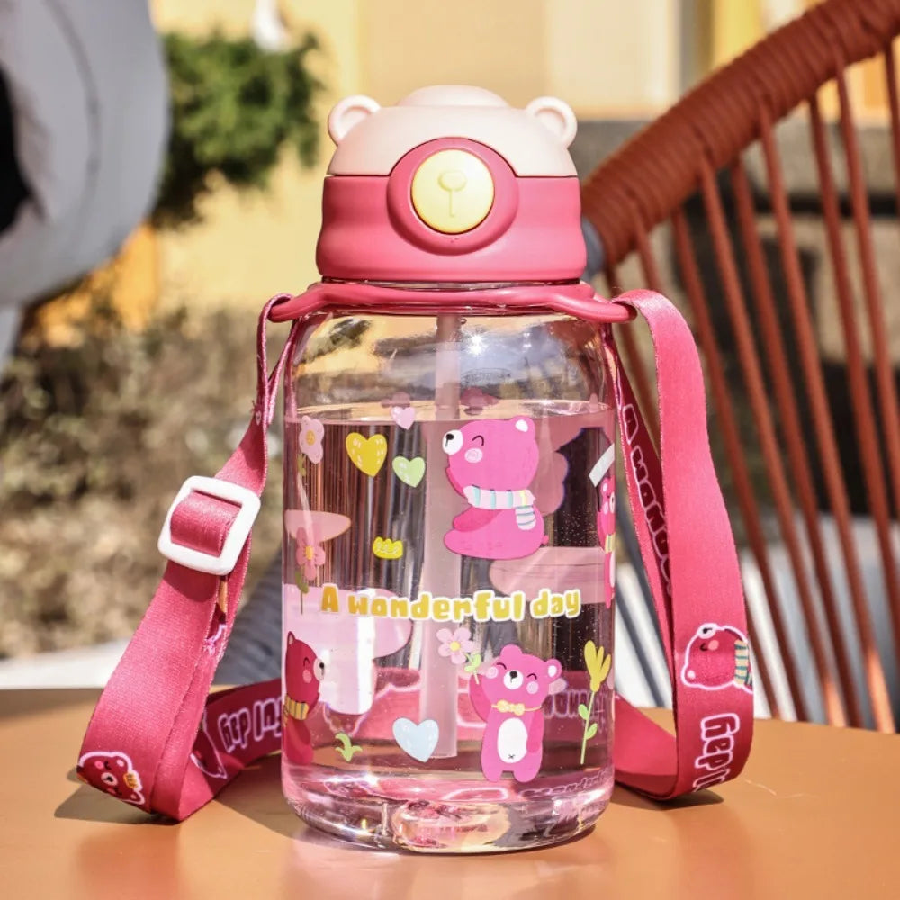 Bouteille d'Eau Portable de 650ml avec Paille pour Enfant, Sans BPA, Étanche, pour l'Extérieur