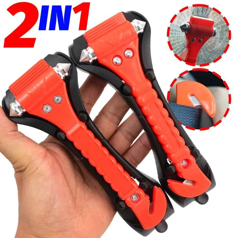 Marteau d'évacuation d'urgence 2 en 1, marteau de sécurité en acier au carbone de haute dureté, coupe-ceinture de sécurité pour camion automobile et Bus