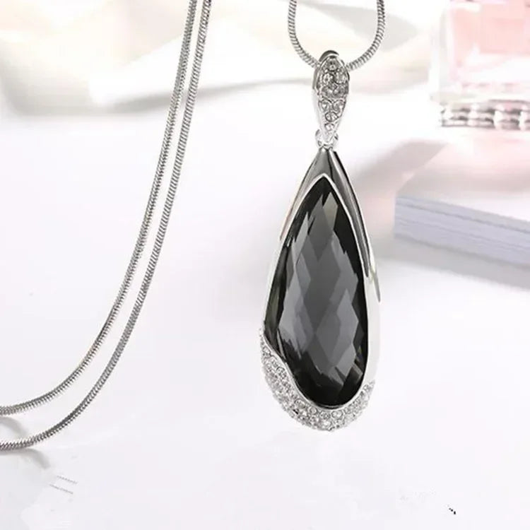 Colliers longs avec pendentif trapézoïdal en pierre semi-précieuse pour femmes, Vintage carré géométrique, cadeaux féminins, bijoux, nouvelle collection 2025