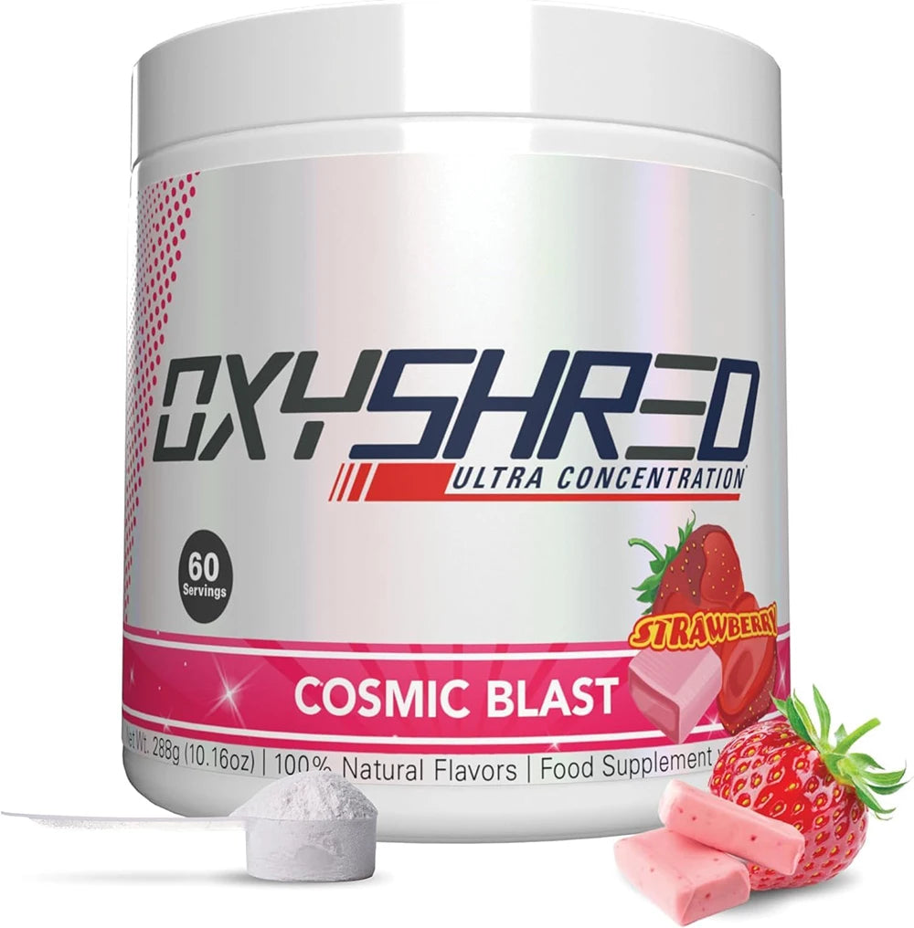 Poudre de pré-entraînement Oxyshred - Poudre de pré-entraînement avec L Glutamine et carnitine d'acétyl, boisson énergisante - Blast cosmique et mangue