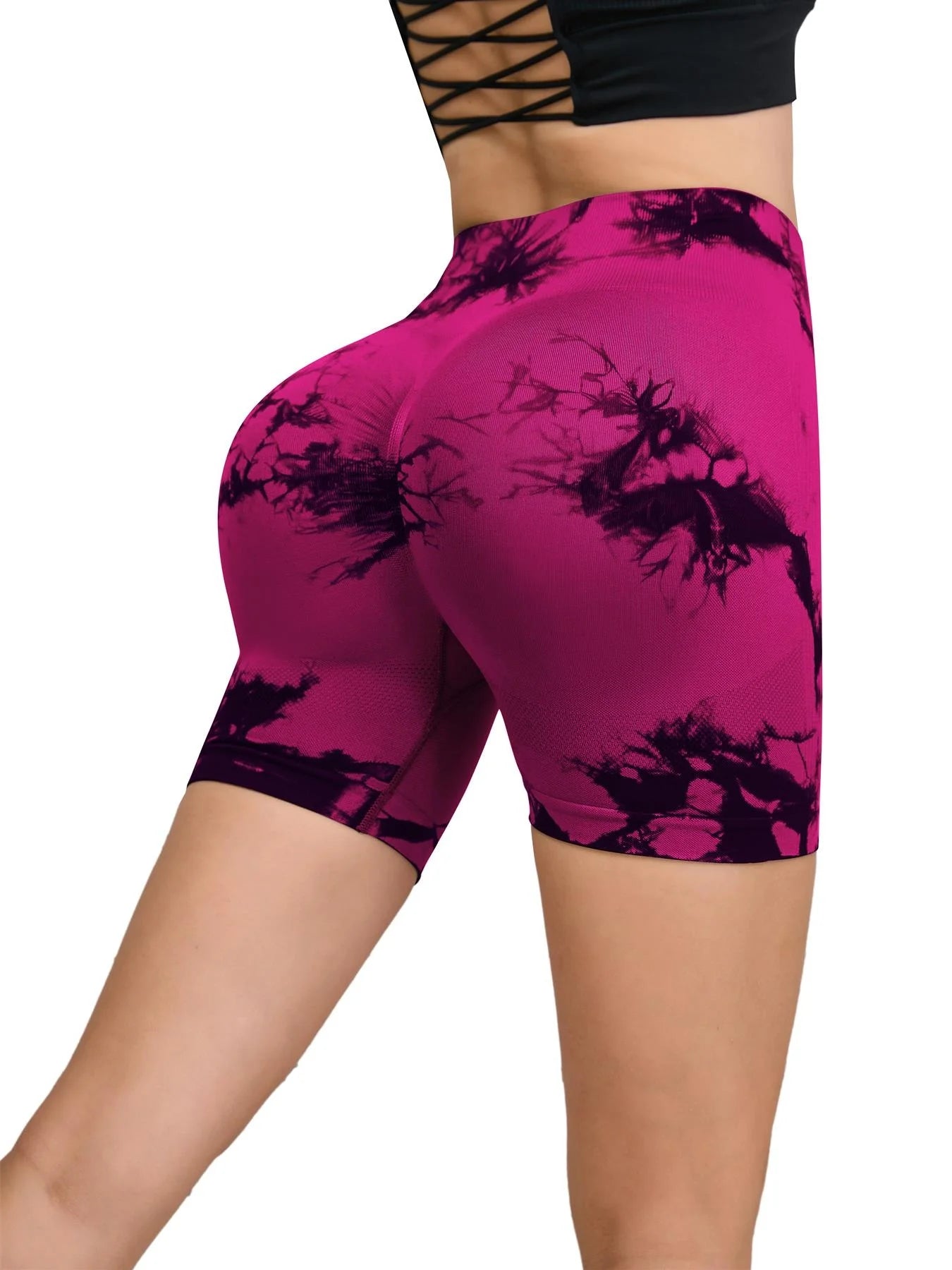 Pantalon de Fitness sans couture teint par nouage pour femmes, taille haute et levage des hanches, short serré de sport, course à pied, Sexy, pêche, Fitness, Yoga