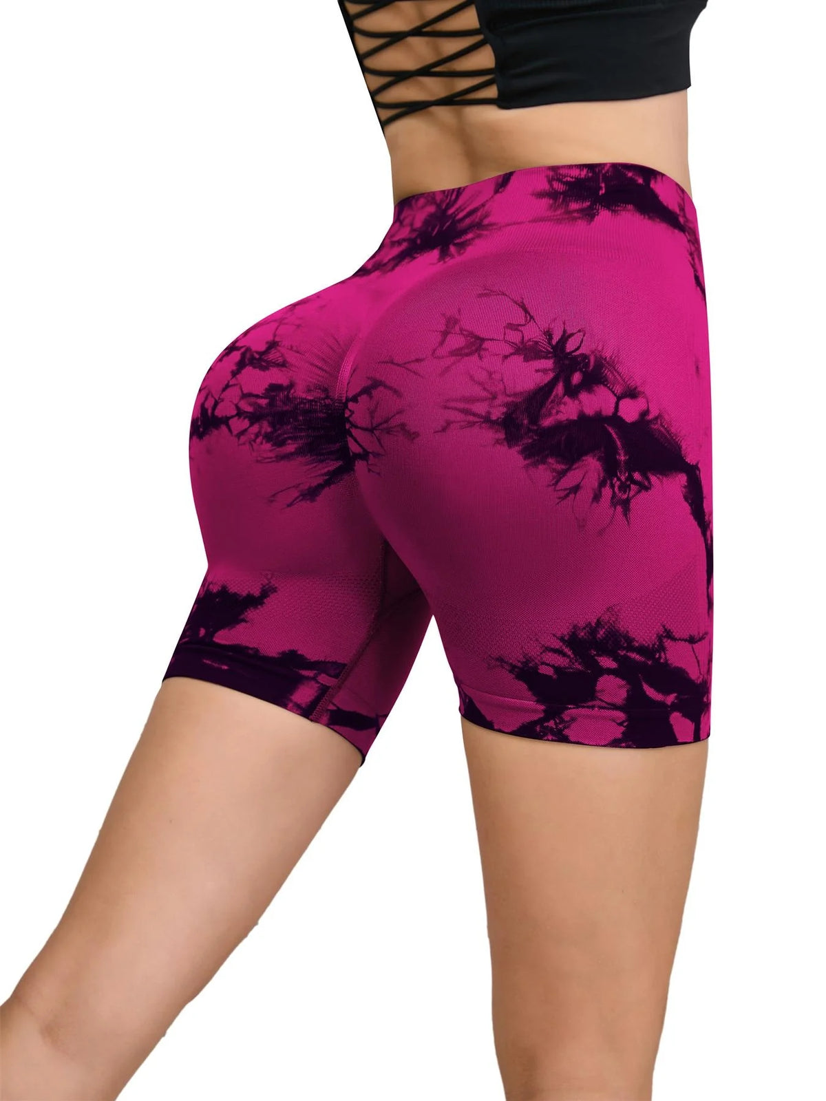Pantalon de Fitness sans couture teint par nouage pour femmes, taille haute et levage des hanches, short serré de sport, course à pied, Sexy, pêche, Fitness, Yoga